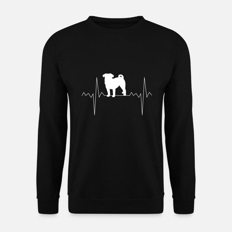 Herzschlag Herzfrequenz Mops - Unisex Pullover - Schwarz
