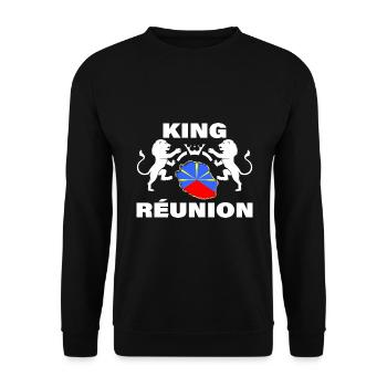 king Ile de la Réunion Drapeau Force et Puissance - Sweat-shirt Unisexe - noir - Devant - Alina (178cm) & Michal (187cm)