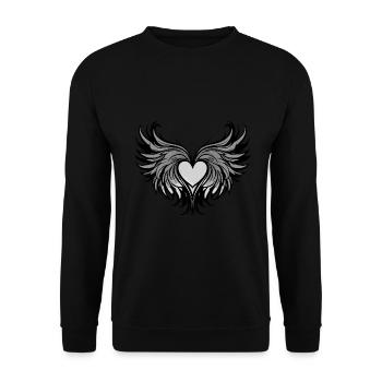 Coeur Ailes Amour - Sweat-shirt Unisexe - noir - Devant - Alina (178cm) & Michal (187cm)