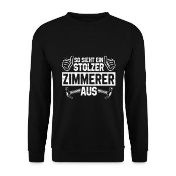 Zimmerer | Zimmerei Handwerk Handwerker Geschenke - Unisex Pullover - Schwarz - Vorne - Alina (178cm) & Michal (187cm)