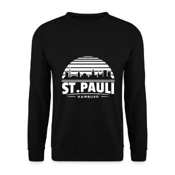 St Pauli Skyline Hamburg Souvenir St. Pauli - Sweat-shirt Unisexe - noir - Devant - Alina (178cm) & Michal (187cm)