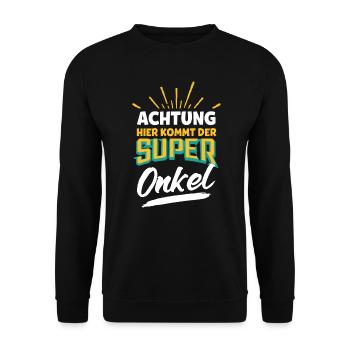 Onkel Super Onkel - Unisex Pullover - Schwarz - Vorne - Alina (178cm) & Michal (187cm)