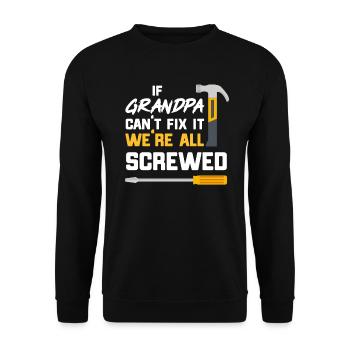Birthday Craftsman Gift Opa Opi Repair - Unisex Sweatshirt - black - Front - Alina (178cm) & Michal (187cm)