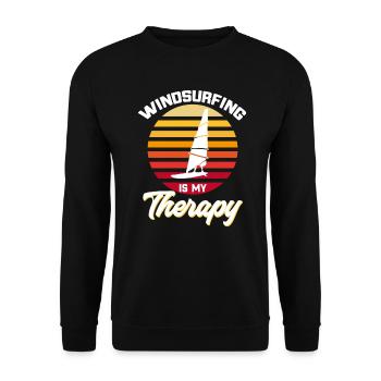 Surfer Windsurfer Windsurfen ist meine Therapie - Unisex Pullover - Schwarz - Vorne - Alina (178cm) & Michal (187cm)