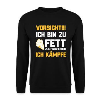 Lustiger Spruch für Dicke ich bin zu fett - Unisex Pullover - Schwarz - Vorne - Alina (178cm) & Michal (187cm)