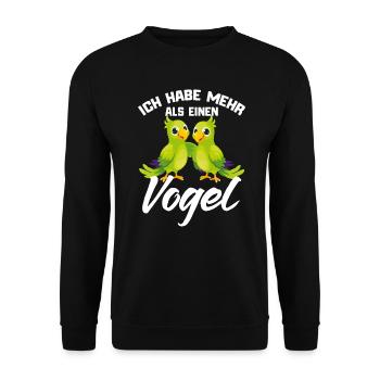 Papagei Lustiger Spruch - Unisex Pullover - Schwarz - Vorne - Alina (178cm) & Michal (187cm)