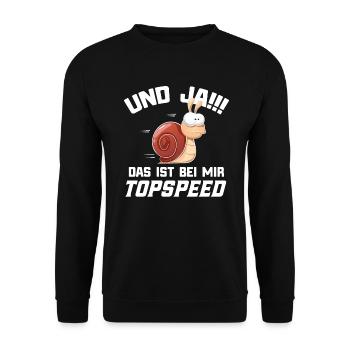 Joggen Jogging Marathon Lustiger Spruch Schnecke - Unisex Pullover - Schwarz - Vorne - Alina (178cm) & Michal (187cm)
