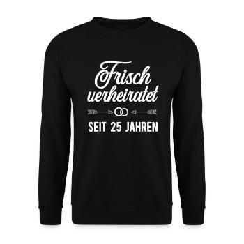Silberhochzeit silberne Hochzeit 25 Jahre - Unisex Pullover - Schwarz - Vorne - Alina (178cm) & Michal (187cm)