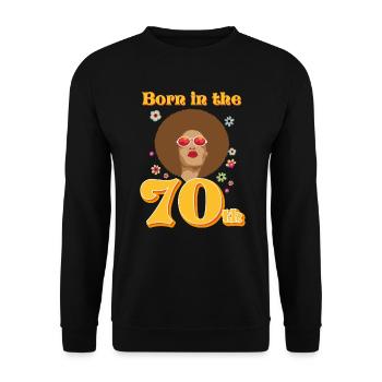 Retro Vintage Born in the 70s - Unisex Sweatshirt - black - Front - Alina (178cm) & Michal (187cm)