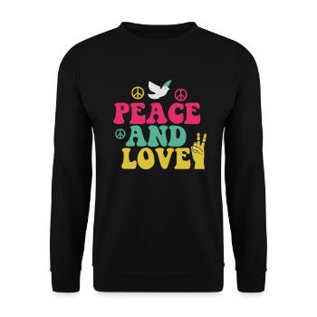 Hippie Peace and Love Puissance des fleurs des années 70 - Sweat-shirt Unisexe - noir - Devant - Alina (178cm) & Michal (187cm)