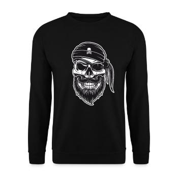 Pirate face mask mouth-nose mask - Unisex Sweatshirt - black - Front - Alina (178cm) & Michal (187cm)