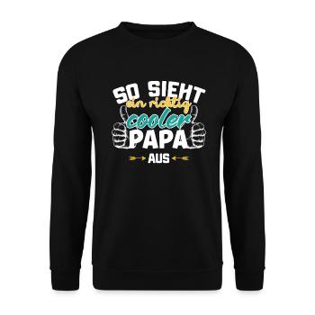 Geschenk Vater cooler Papa - Unisex Pullover - Schwarz - Vorne - Alina (178cm) & Michal (187cm)