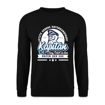 Junggesellenabschied Team Kapitän - Unisex Pullover - Schwarz - Vorne - Alina (178cm) & Michal (187cm)