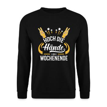 High hands. Weekend gift idea - Unisex Sweatshirt - black - Front - Alina (178cm) & Michal (187cm)
