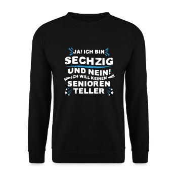 60. Geburtstag - Unisex Pullover - Schwarz - Vorne - Alina (178cm) & Michal (187cm)