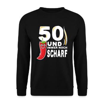 50. Geburtstag Geschenk zum 50. Geburtstag - Unisex Pullover - Schwarz - Vorne - Alina (178cm) & Michal (187cm)