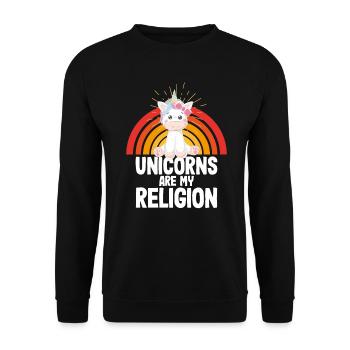 Licornes Licornes - Les licornes sont ma religion - Sweat-shirt Unisexe - noir - Devant - Alina (178cm) & Michal (187cm)