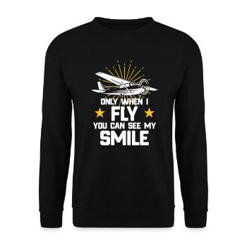 Fliegen - Nur wenn ich fliege Spruch - Unisex Pullover - Schwarz - Vorne - Alina (178cm) & Michal (187cm)
