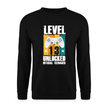13. Geburtstag - Unisex Pullover - Schwarz - Vorne - Alina (178cm) & Michal (187cm)