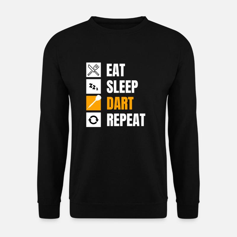 Darten Dartspieler Eat Sleep Dart Repeat - Unisex Pullover - Schwarz