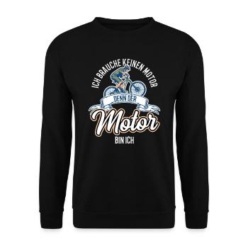 Fahrradfahrer Mountain Biker Ich bin der Motor - Unisex Pullover - Schwarz - Vorne - Alina (178cm) & Michal (187cm)