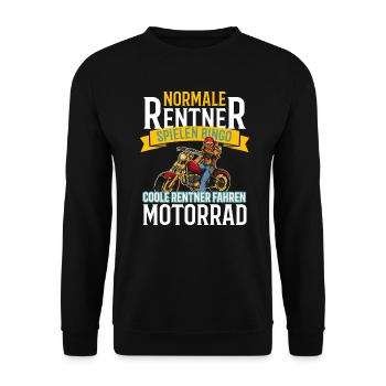 Rentner Motorradfahrrer Motorrad - Unisex Pullover - Schwarz - Vorne - Alina (178cm) & Michal (187cm)