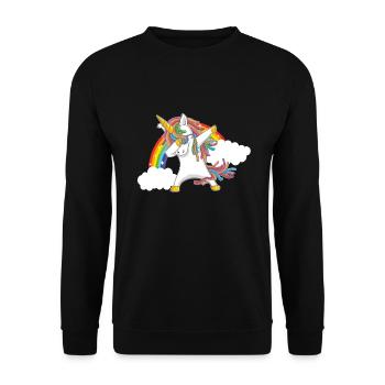 tamponner licorne licorne arc en ciel - Sweat-shirt Unisexe - noir - Devant - Alina (178cm) & Michal (187cm)