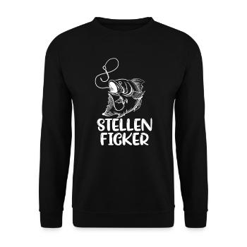 Angler Spruch Stellenficker Angeln Karpfen - Unisex Pullover - Schwarz - Vorne - Alina (178cm) & Michal (187cm)