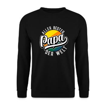 Vatertag bester Papi Papa Vater der Welt - Unisex Pullover - Schwarz - Vorne - Alina (178cm) & Michal (187cm)