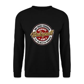 Auf Kohle geboren Ruhrpottkind Tief im Westen - Unisex Pullover - Schwarz - Vorne - Alina (178cm) & Michal (187cm)