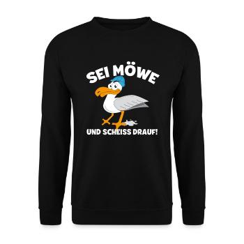 Sei Möwe und scheiss Drauf T-Shirt Männer Frauen - Unisex Pullover - Schwarz - Vorne - Alina (178cm) & Michal (187cm)