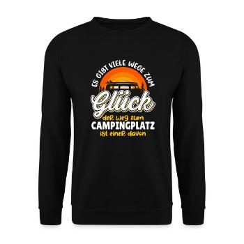 Camping Camper Camperin Geschenkideen - Unisex Pullover - Schwarz - Vorne - Alina (178cm) & Michal (187cm)