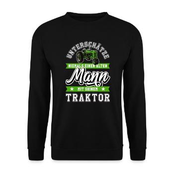 Trecker Landwirt - Unisex Pullover - Schwarz - Vorne - Alina (178cm) & Michal (187cm)