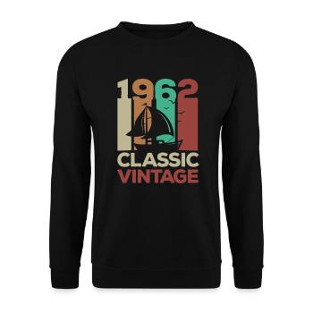 60. Geburtstag 1962 Segler Segeln Retro Vintage - Unisex Pullover - Schwarz - Vorne - Alina (178cm) & Michal (187cm)