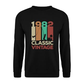 40ème Anniversaire 1982 Pêcheur à la pêche Rétro Vintage - Sweat-shirt Unisexe - noir - Devant - Alina (178cm) & Michal (187cm)