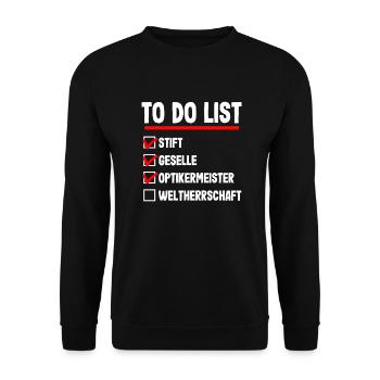 Handwerker Meister Optiker Optikermeister Prüfung - Unisex Pullover - Schwarz - Vorne - Alina (178cm) & Michal (187cm)