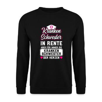Rente Ruhestand Krankenschwester - Unisex Pullover - Schwarz - Vorne - Alina (178cm) & Michal (187cm)