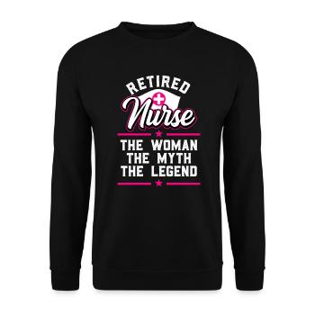 Pension de retraite 2022 Infirmière - Sweat-shirt Unisexe - noir - Devant - Alina (178cm) & Michal (187cm)