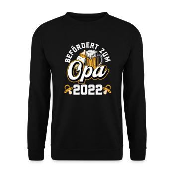 Stolzer Opa 2022 Befördert zum Opa - Unisex Pullover - Schwarz - Vorne - Alina (178cm) & Michal (187cm)