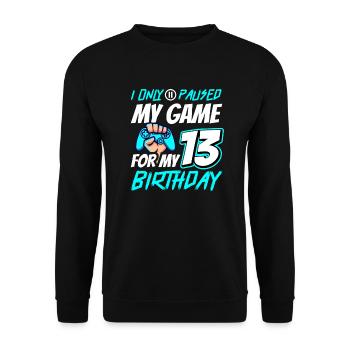 13th Birthday Gamer Gaming - Unisex Sweatshirt - black - Front - Alina (178cm) & Michal (187cm)