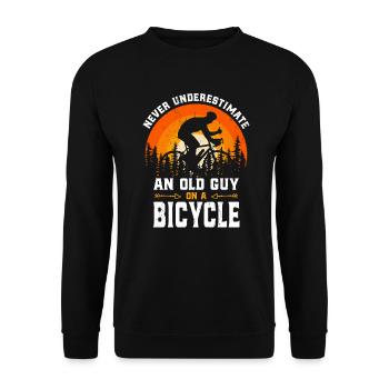 Radfahrer Fahrrad Alter Mann Rentner - Unisex Pullover - Schwarz - Vorne - Alina (178cm) & Michal (187cm)