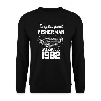 40th birthday 1982 Fischer Angler Fishing - Unisex Sweatshirt - black - Front - Alina (178cm) & Michal (187cm)