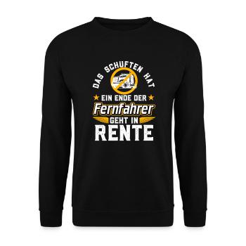Rente Fernfahrer - Unisex Pullover - Schwarz - Vorne - Alina (178cm) & Michal (187cm)