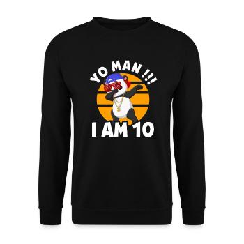 10th Birthday Young Dabbing Panda Hip Hop - Unisex Sweatshirt - black - Front - Alina (178cm) & Michal (187cm)