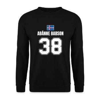 Fußball Island Sauf Trikot Abanne Barson 38 - Unisex Pullover - Schwarz - Vorne - Alina (178cm) & Michal (187cm)