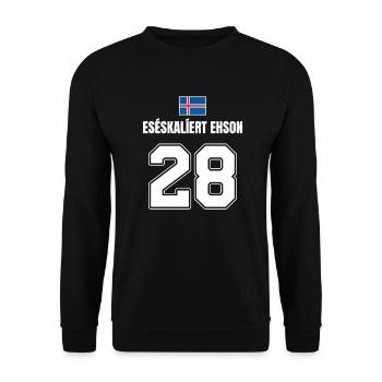 Fußball Island Sauf Trikot Es Eskaliert Ehson - Unisex Pullover - Schwarz - Vorne - Alina (178cm) & Michal (187cm)