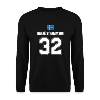 Fußball Island Sauf Trikot Hakke Strammson 32 - Unisex Pullover - Schwarz - Vorne - Alina (178cm) & Michal (187cm)