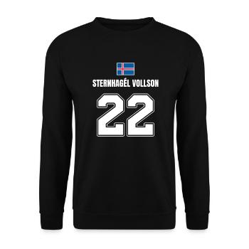 Fußball Island Sauf Trikot Sternhagel Vollson 22 - Unisex Pullover - Schwarz - Vorne - Alina (178cm) & Michal (187cm)