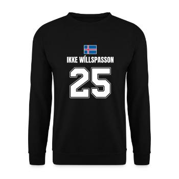 Fußball Island Sauf Trikot Ikke Willspasson 25 - Unisex Pullover - Schwarz - Vorne - Alina (178cm) & Michal (187cm)