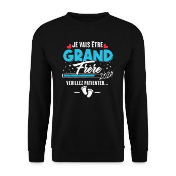 Je Vais Être Grand Frère 2024 - Sweat-shirt Unisexe - noir - Devant - Alina (178cm) & Michal (187cm)